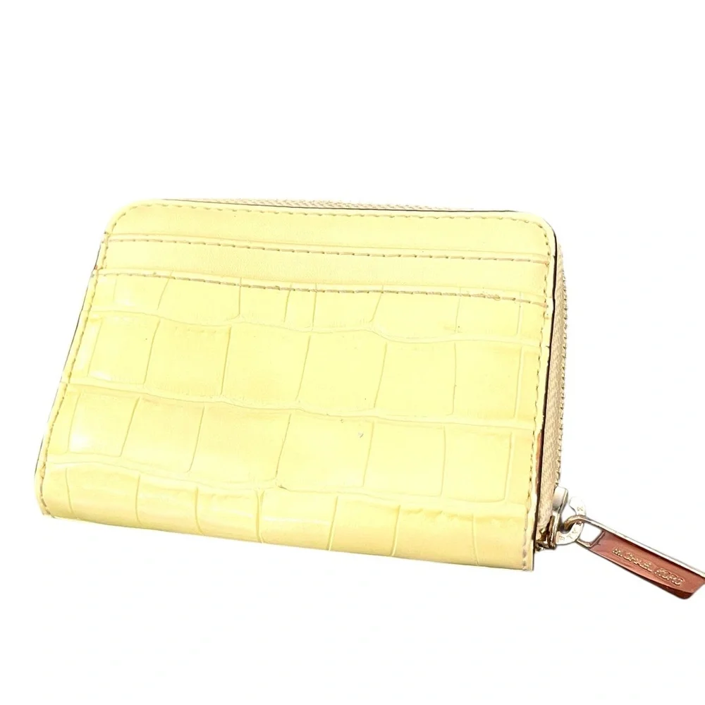 MICHAEL KORS JET SET TRAVEL MD ZA CARD CASE WALLET EXOTIC EMBOSSED‎ BUTTERCUP